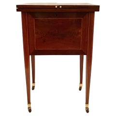 Estate English Mahogany Hidden Surprise Bar with Cut Crystal Barware, circa 1940