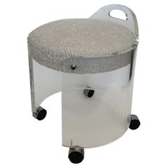 Retro Lucite and Boucle Vanity Stool by Hill Manufacturing 