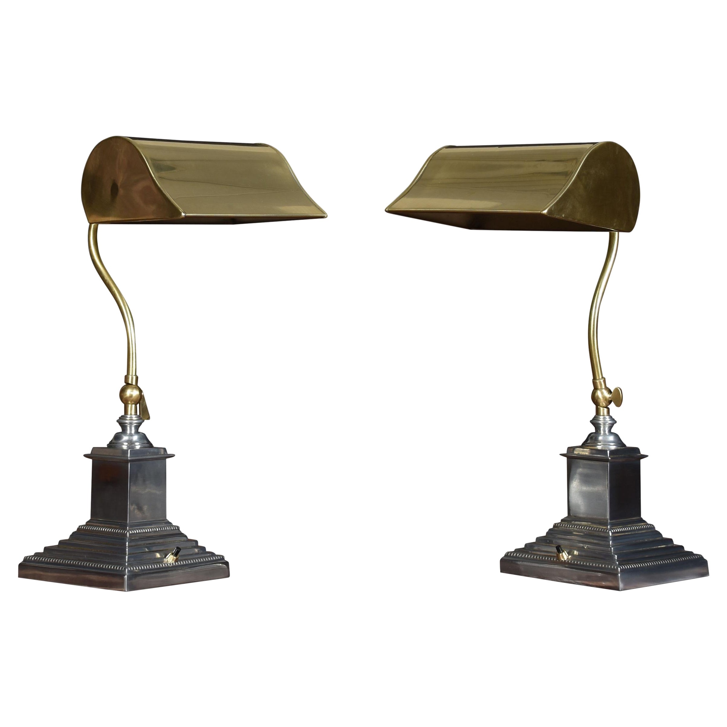 Pair of Adjustable Bankers Desk Lamps
