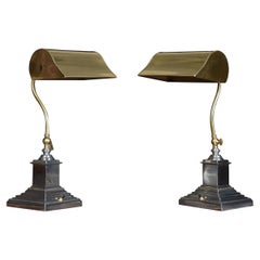 Antique Pair of Adjustable Bankers Desk Lamps