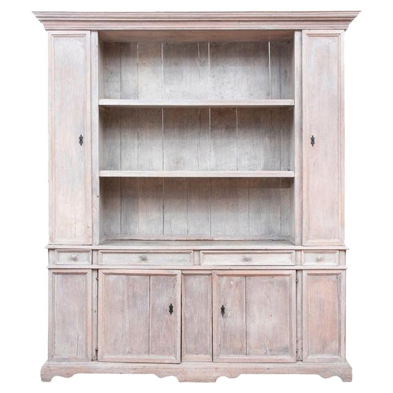 Exceptional Antique Two Part Pine Hutch in Gray Driftwood Custom Paint