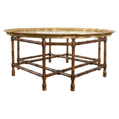 Baker Faux Bamboo Brass Tray Top Cocktail Table