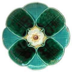 Antique American Majolica Water Lily Plate Etruscan Circa 1890