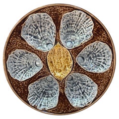 19th Century French Majolica Oyster Plate