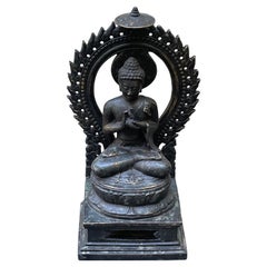 Mid Century Seated Buddha Sculpture in Cast Bronze