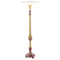 French Art Deco Lacquered Wooden Floor Lamp, 1930s