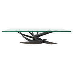 Midcentury Silas Seandel Brutalist Iron Torch Cut Cocktail Table