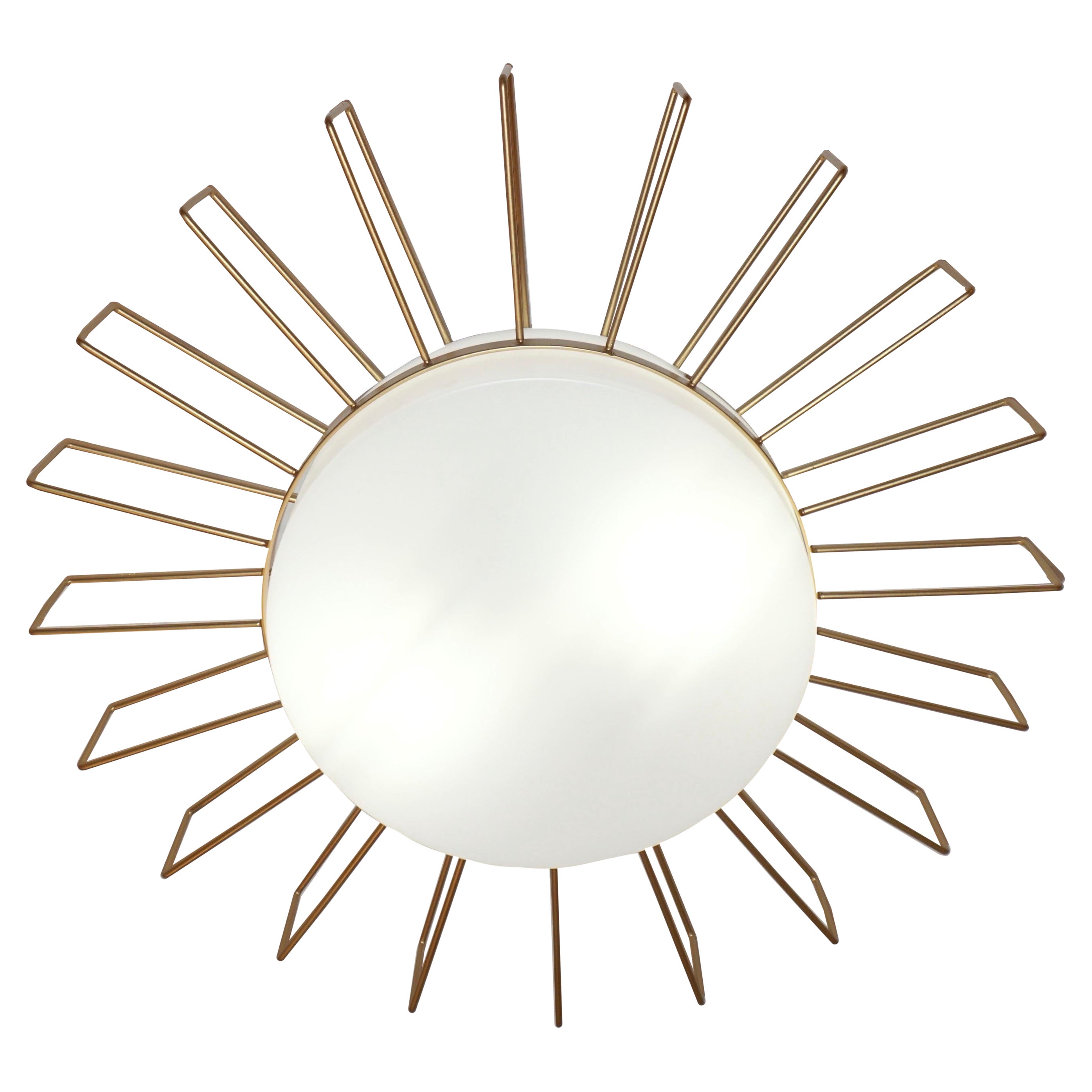 Cosulich Interiors Minimalist Italian Gold Steel Sunburst Pendant / Flushmount  For Sale