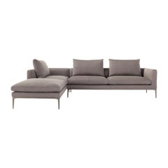 Amura 'Leonard' Chaise Lounge Sofa in Gray Fabric by Emanuel Gargano