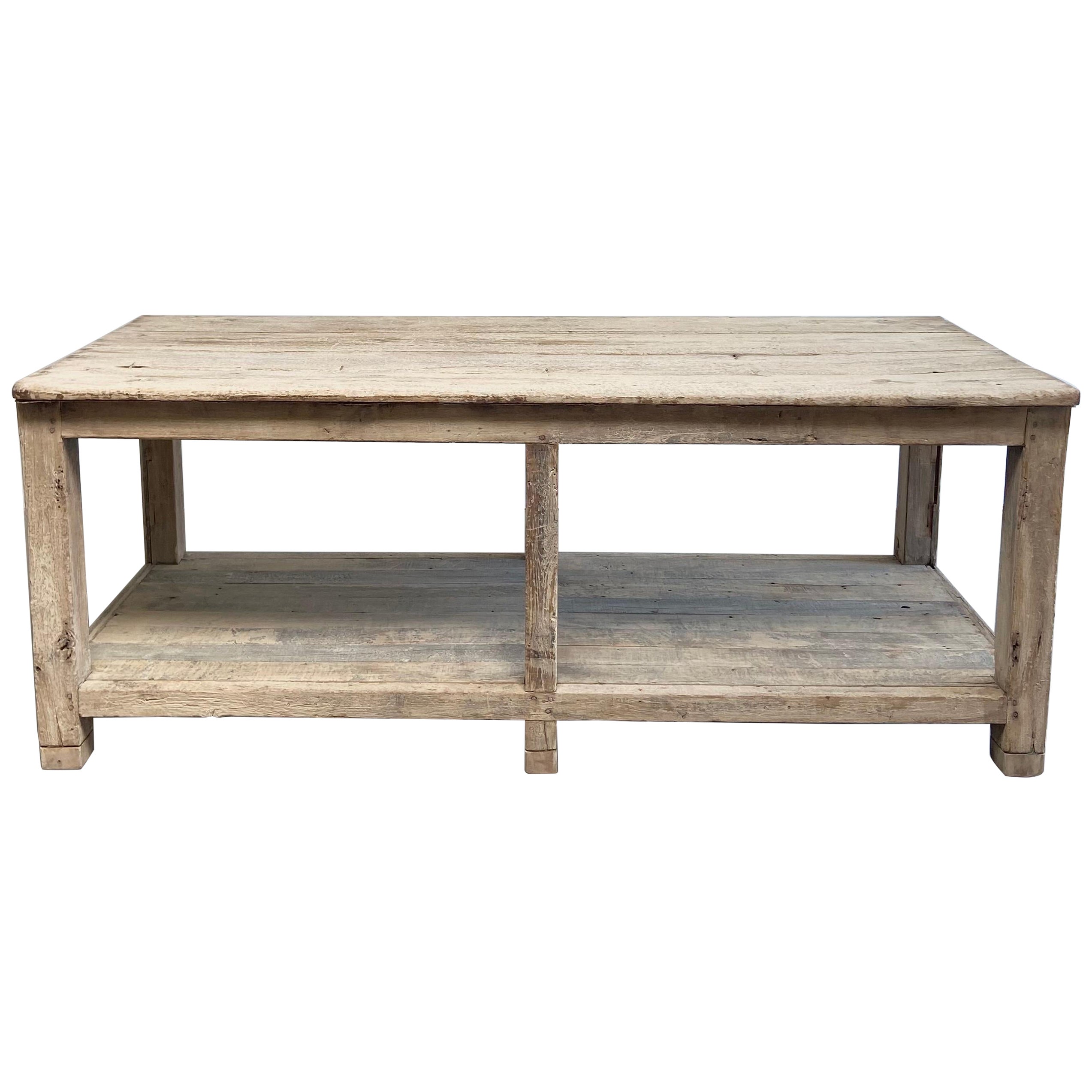 Custom Cypress Wood Kitchen Island Work Table at 1stDibs