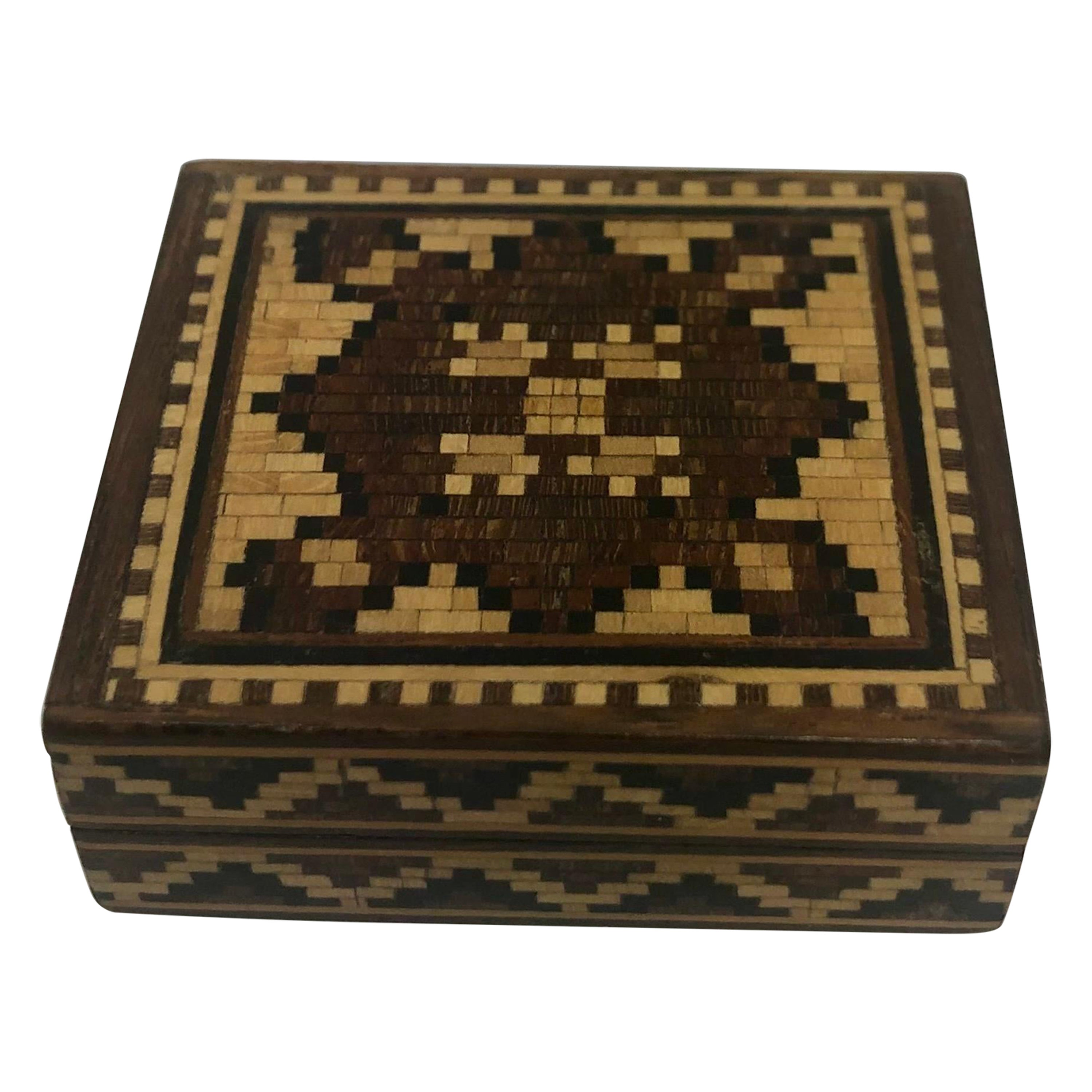 Caja de baratijas de madera Tunbridge Inglaterra, 1870