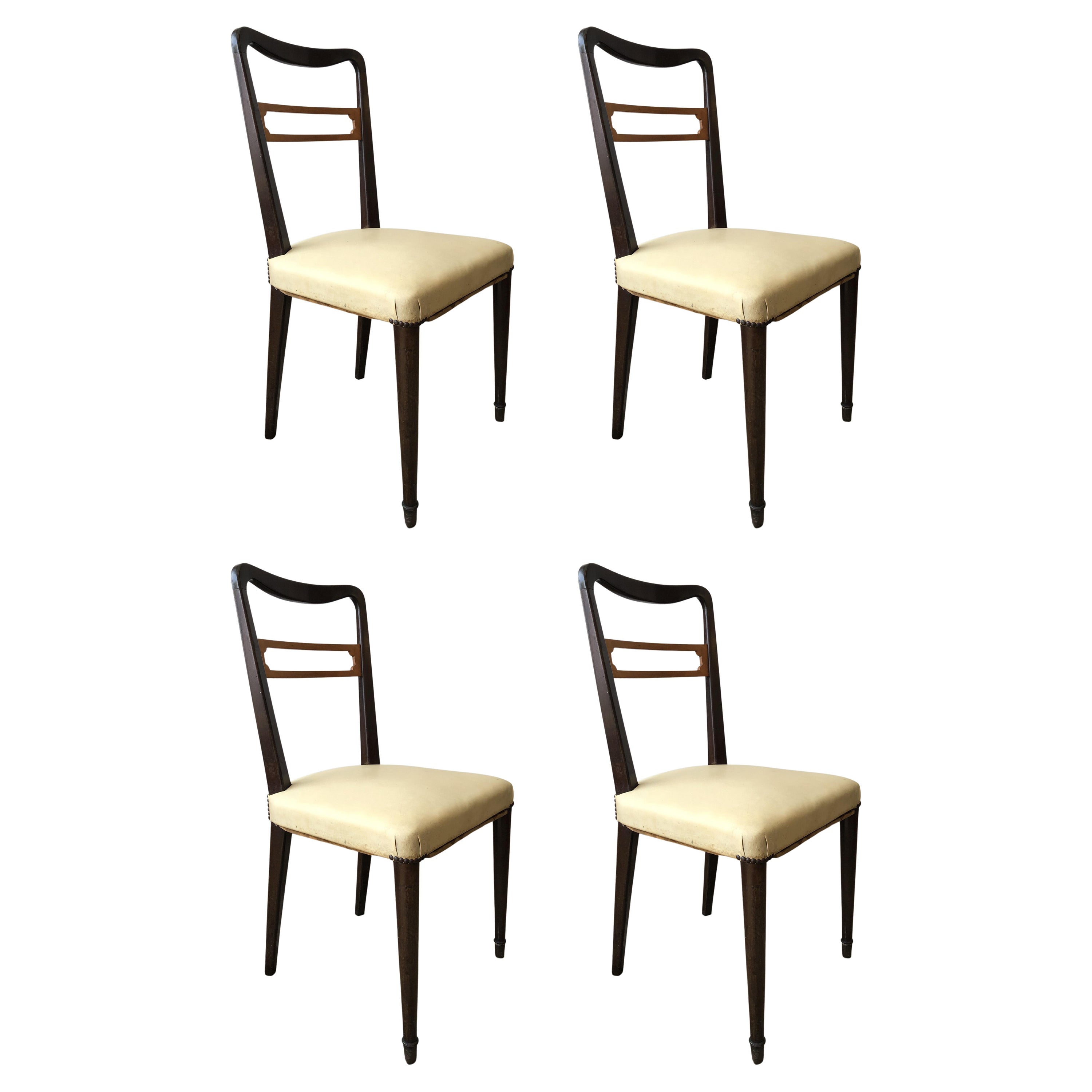 Mid-Century Modern Brazilian Light Yellow Chairs in Solid Wood, Set of 4 For Sale