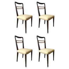Mid-Century Modern Brazilian Light Yellow Chairs in Solid Wood, Set of 4