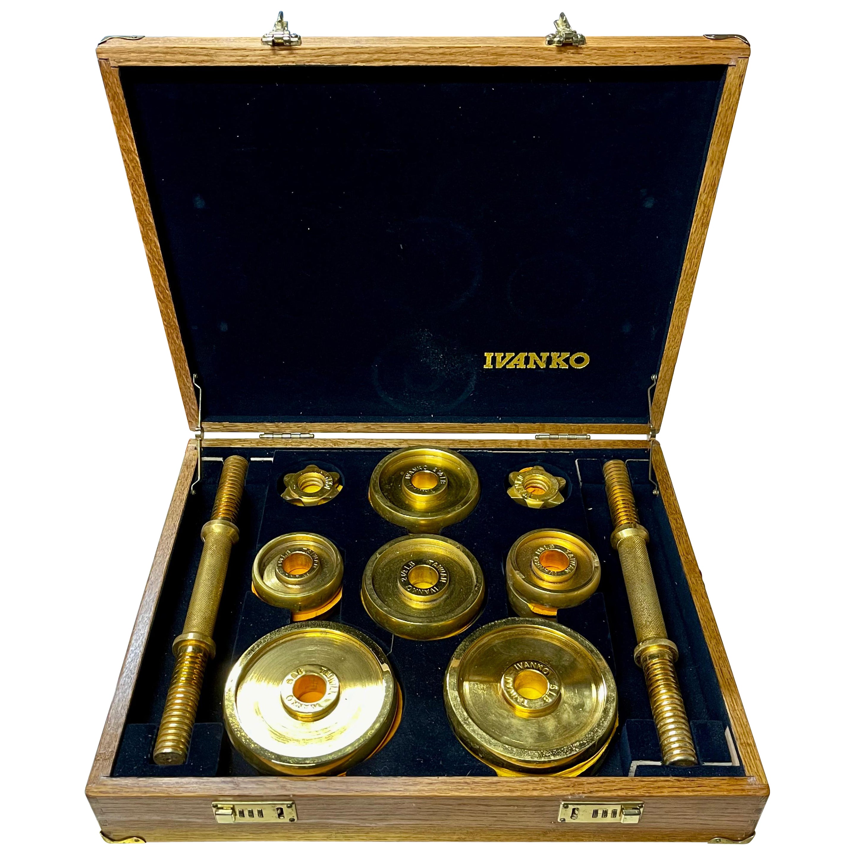 1980's Ivanko 22 Karat Gold Plated Weight Set For Sale at 1stDibs