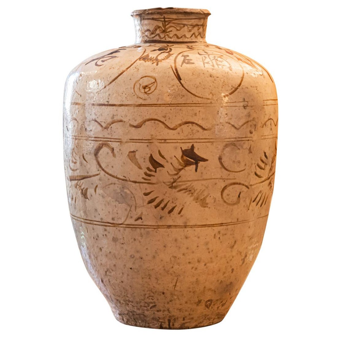 Cizhou Jar, Terracotta and Brown Slip, XIVth Century, China For Sale