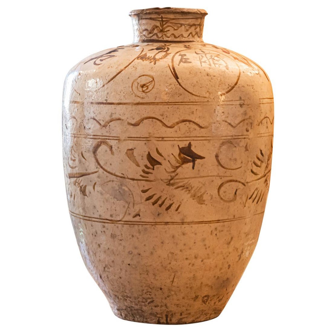 Vaso di Cizhou, terracotta e marroncino, XIV secolo, Cina