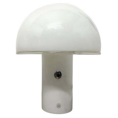 Vintage Vetri Murano, a Rare Italian Mid-Century White Opaque Glass Mushroom Lamp