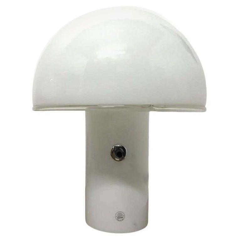 Vetri Murano, a Rare Italian Mid-Century White Opaque Glass Mushroom Lamp For Sale