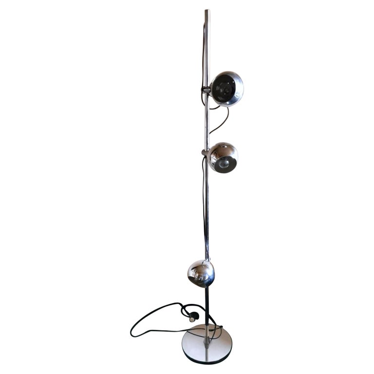 1970s Space Age Spider Floor Lamp with 5 Eyeballs in Chrome  Tall Atomic Age Floor Lamp  Vintage Chrome Floor Lamp