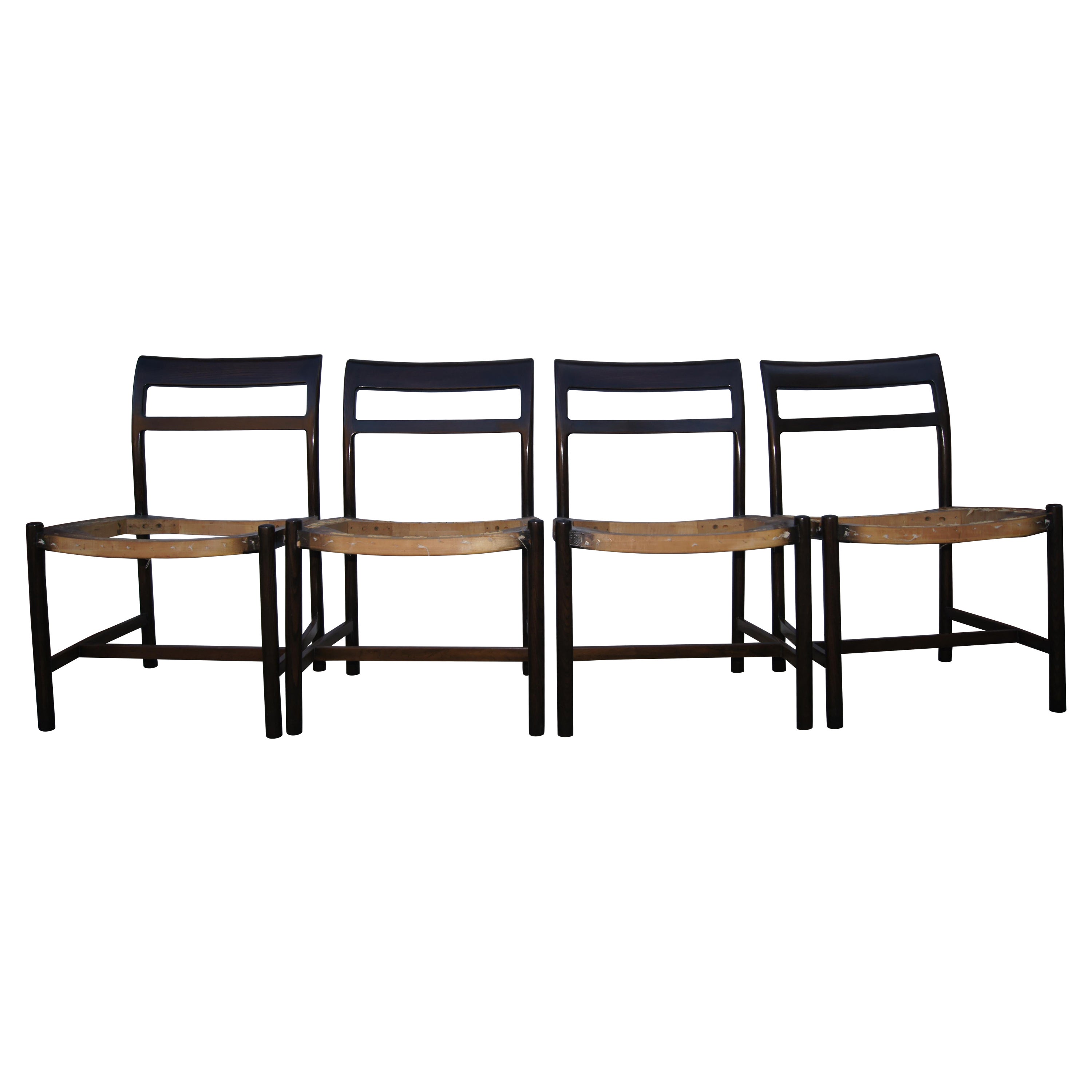 Set of Four Side Chairs in Ash, Model 6738, by Roger Sprunger for Dunbar