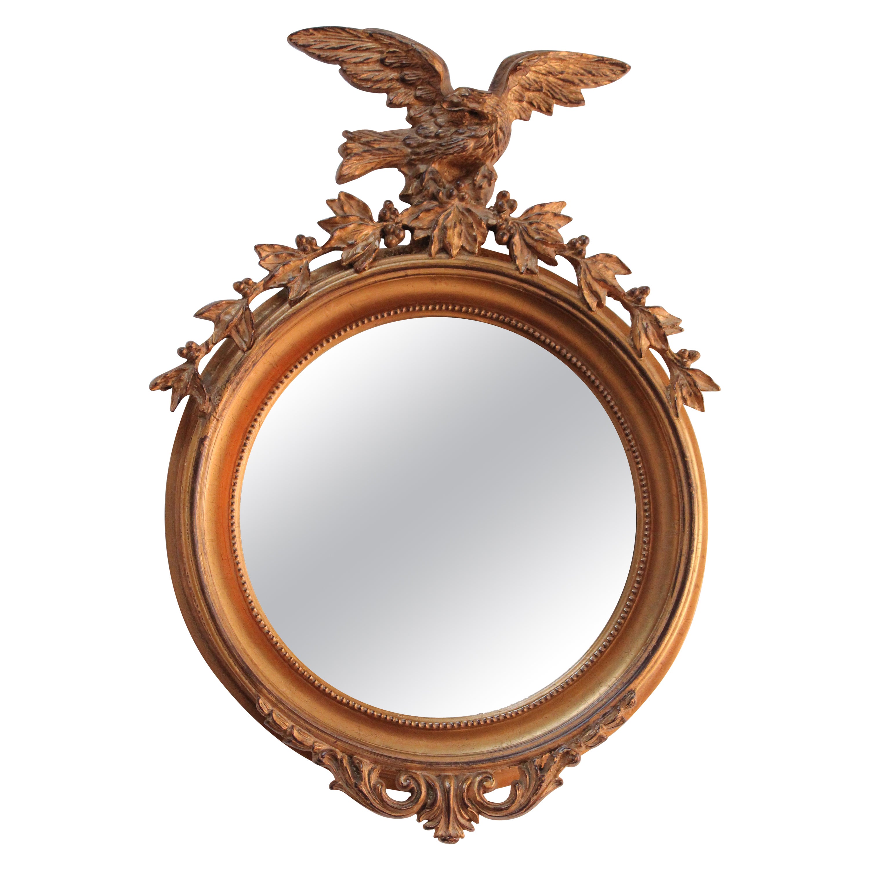 American Regency-Style Perched Eagle Acanthus Giltwood Wall Mirror For Sale