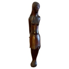 Francis Wharton Stork "Standing Woman" Walnut Carved Statue
