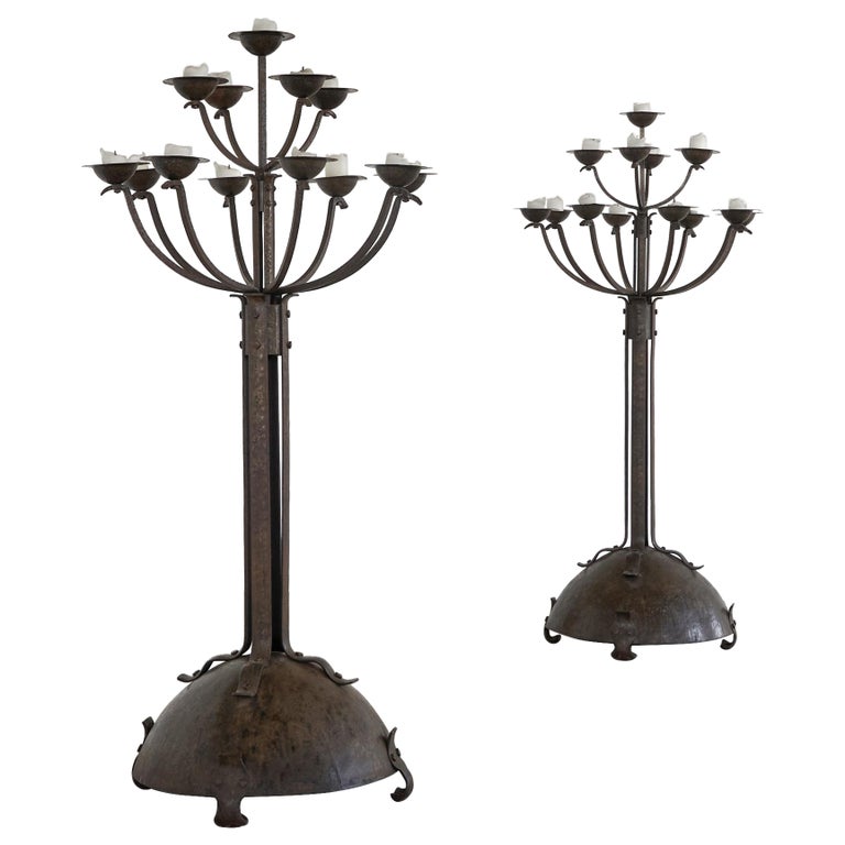 Pair of Monumental Candle Stands For Sale at 1stDibs