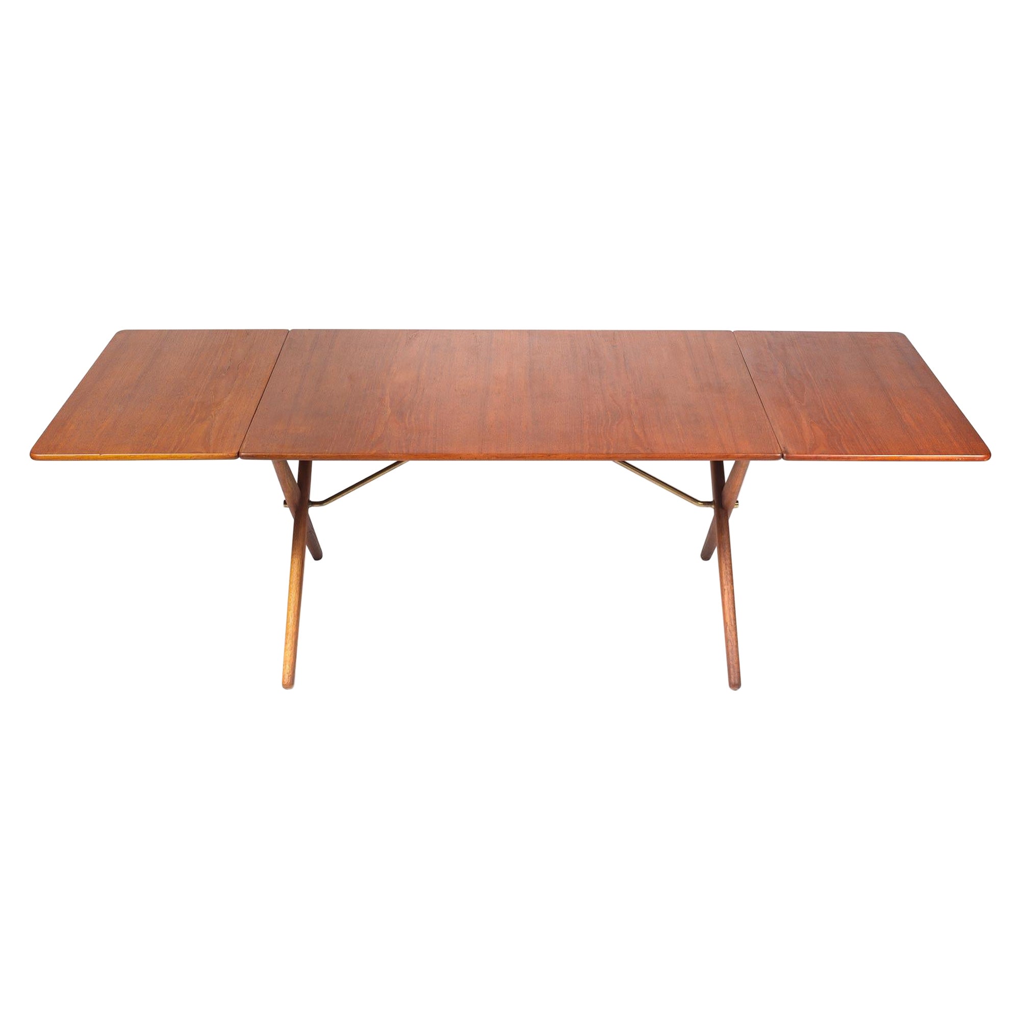 Hans Wegner For Andreas Tuck "Saw Horse" Extendable Dining Table in Teak and Oak For Sale