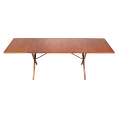 Hans Wegner For Andreas Tuck "Saw Horse" Extendable Dining Table in Teak and Oak