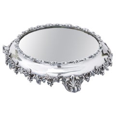 English Silver Mounted / Mirrored Vanity Tray