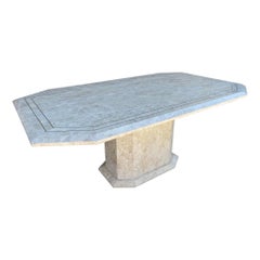 Tessellated Stone & Brass Dining Table by Maitland Smith