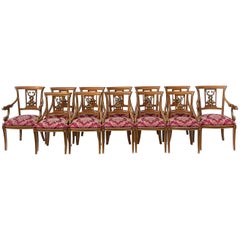 French Neo-Classical Style Gilt and Carved Dauphine Dining Chairs, Set of 12
