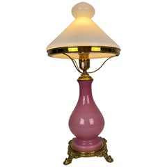 Table Lamp with Frame of Pink Opaline Glass, 1930s