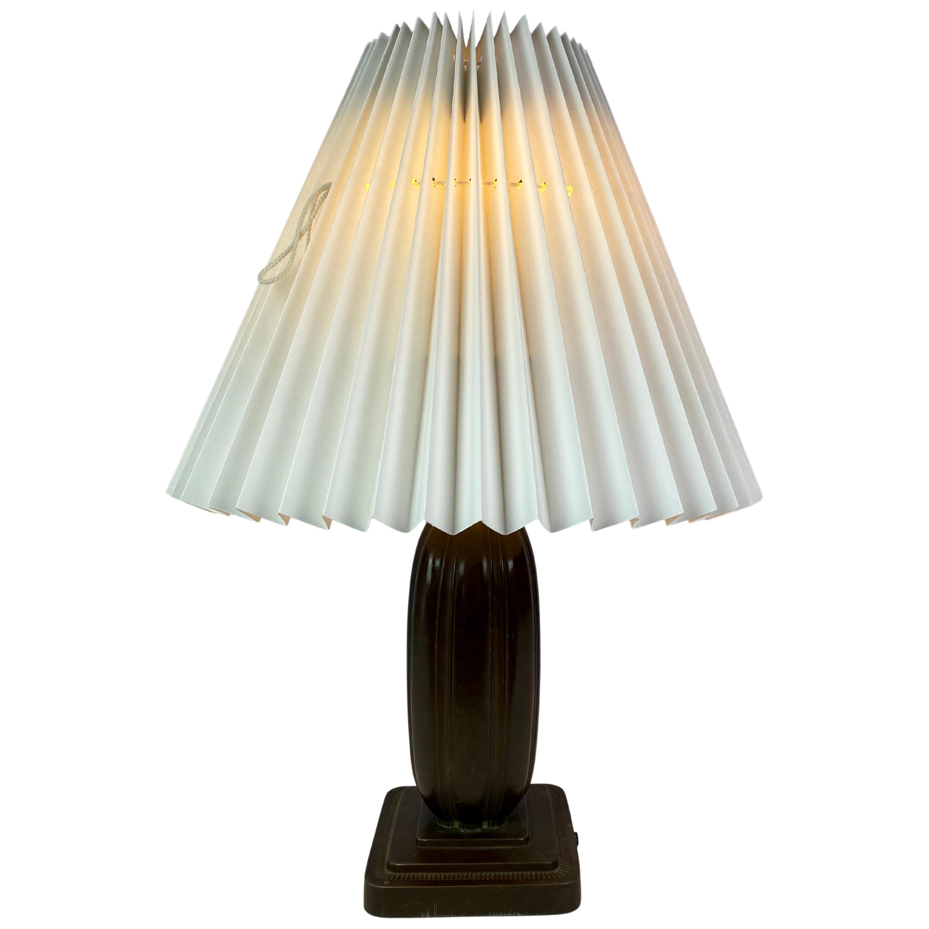 Table Lamp of Disco-Metal by Just Andersen with Paper Shade, 1930s