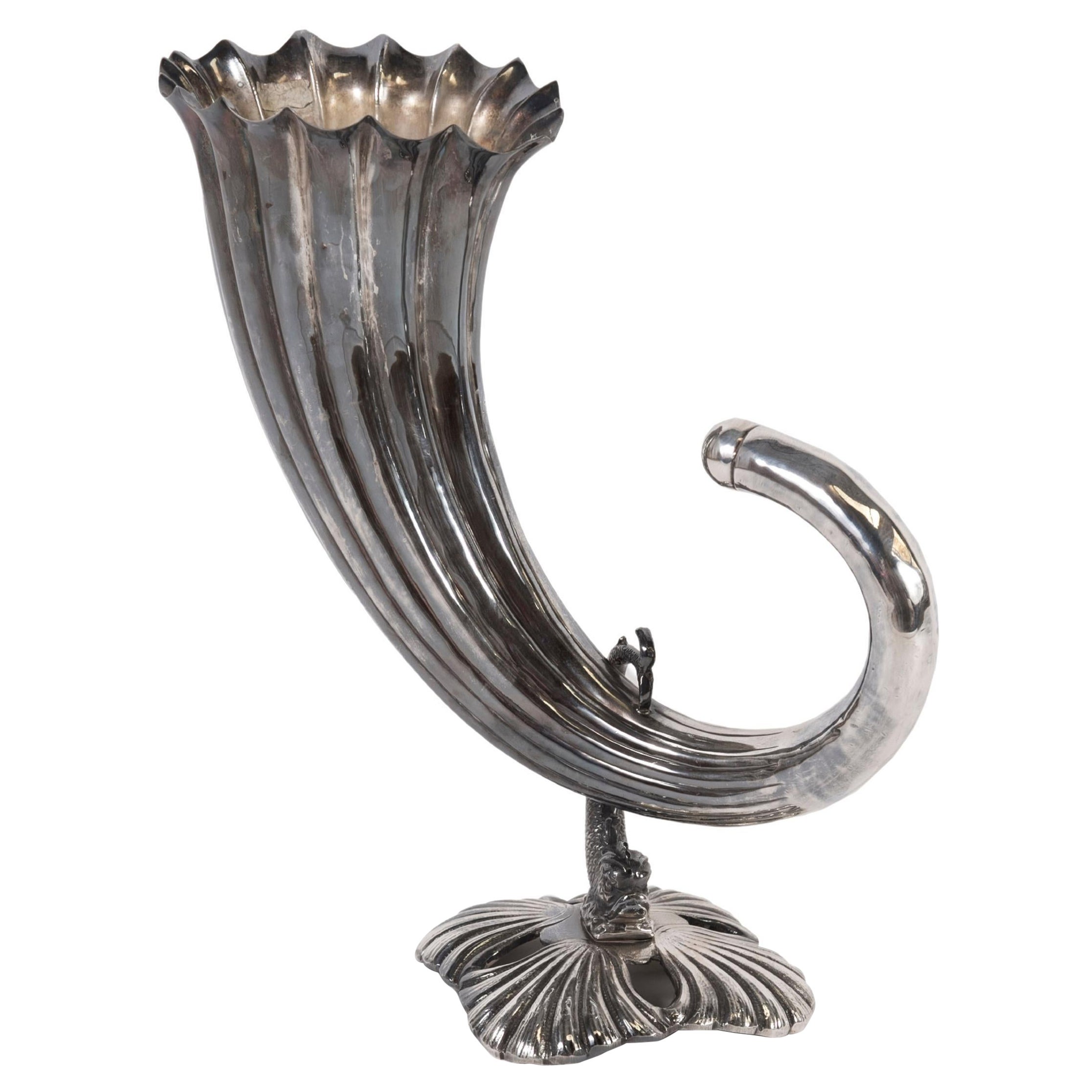 1960's Horn of Plenty Silver Plated Vase