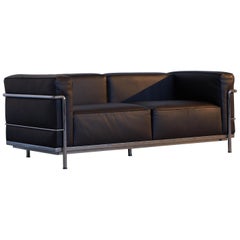 Le Corbusier, Jeanneret en Perriand LC3 Sofa in Brown Leather for Cassina