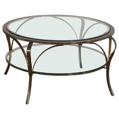 Retro Elegant Coffee Table in Glass and Brass