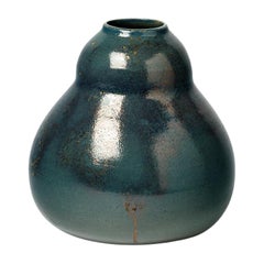 Used 20th Century Decorative Art Ceramic Vase Green and Gold Jean Pointu, circa 1930