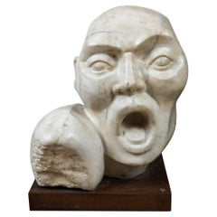 White Marble Bust of a Screaming Man