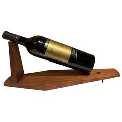 Artful Modernist Exotic Wood Wine Bottle Cradle Holder Studio Piece 1960s Calif