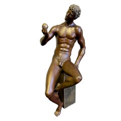 Vintage "Adam Contemplating the Apple, " Rare 1970s Sculpture with Male Nude by Choate