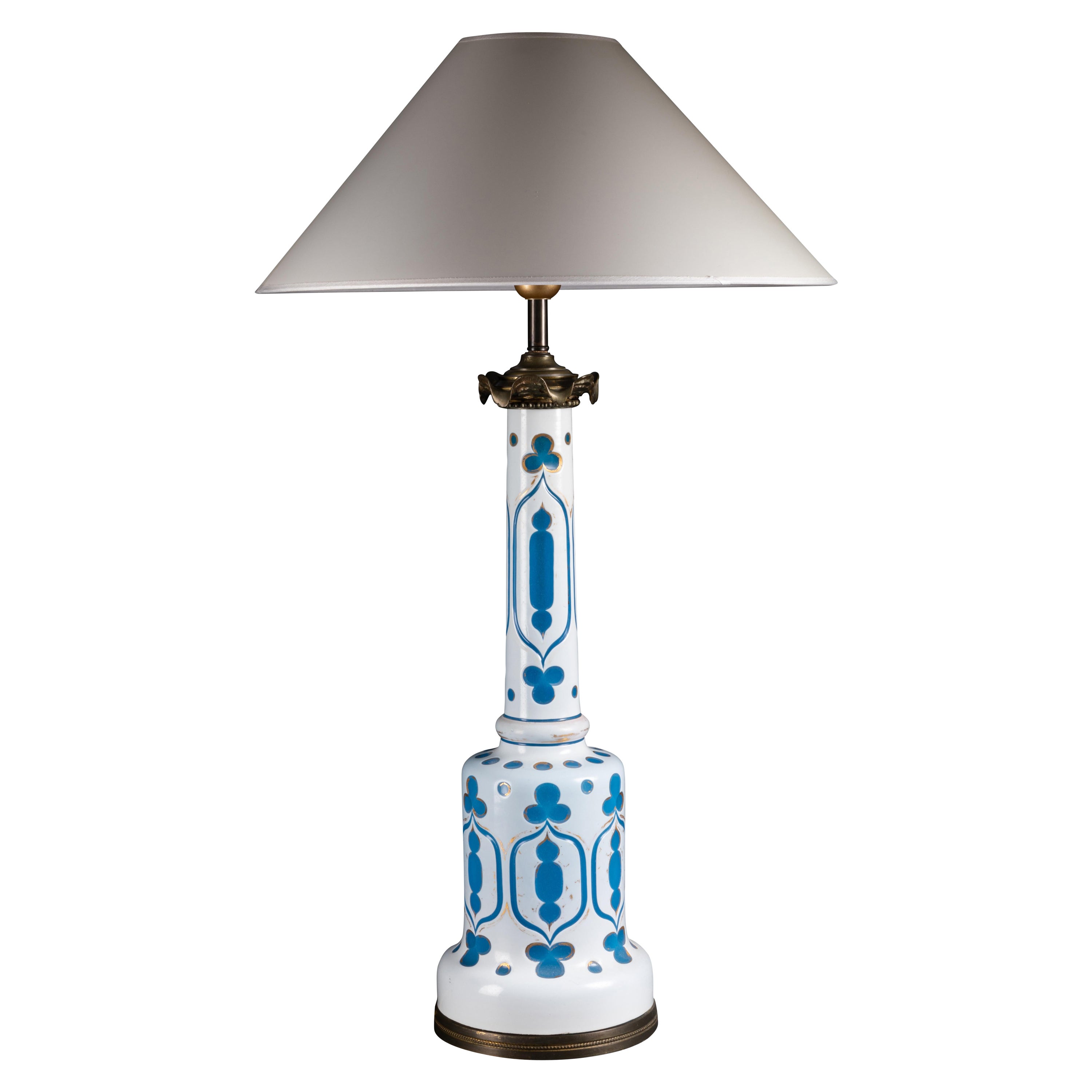 Blue and White Overlay Glass Lamp from the Iconic Store of Madeleine Castaing