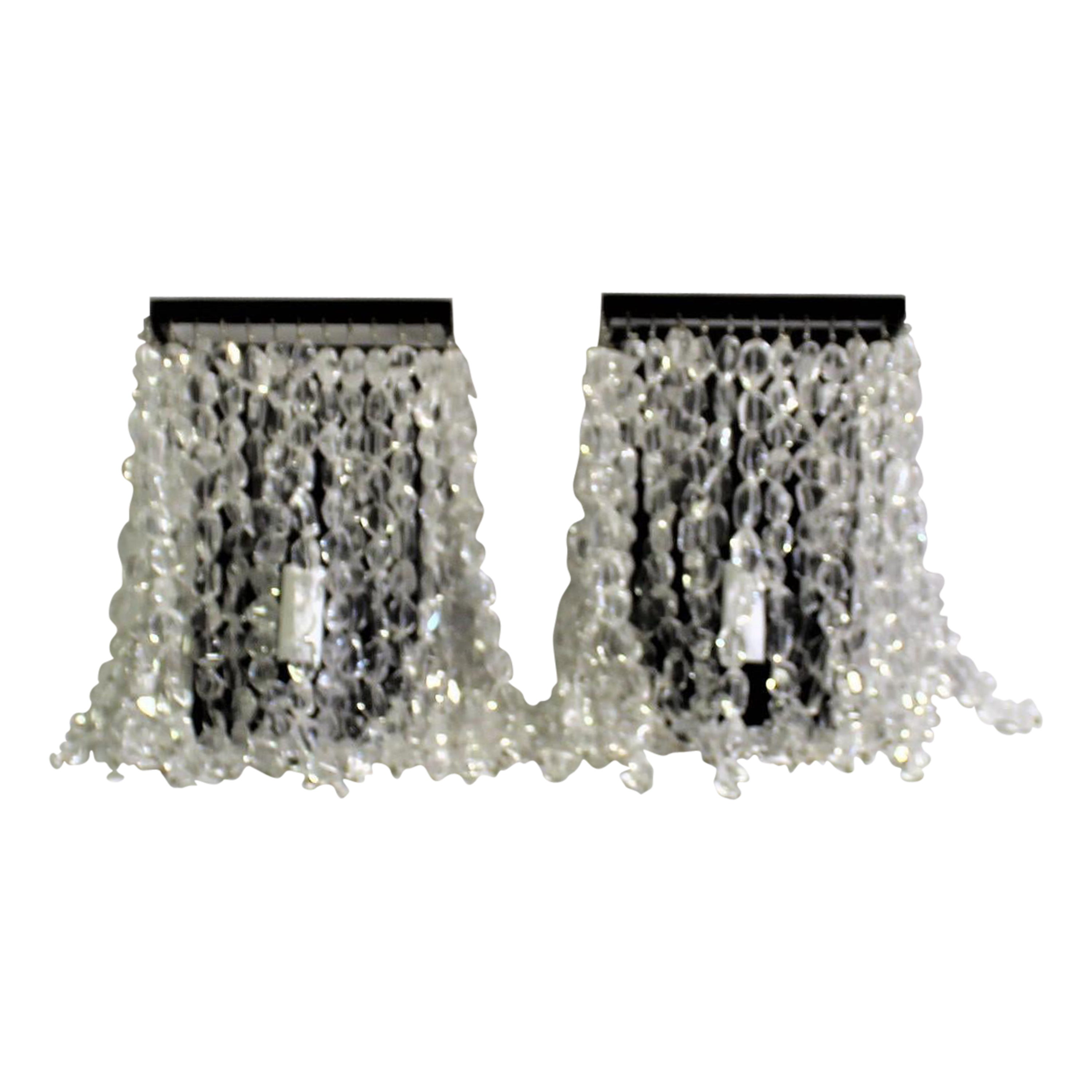 Mid Century /Modern Rock Crystal bead Sconces  For Sale