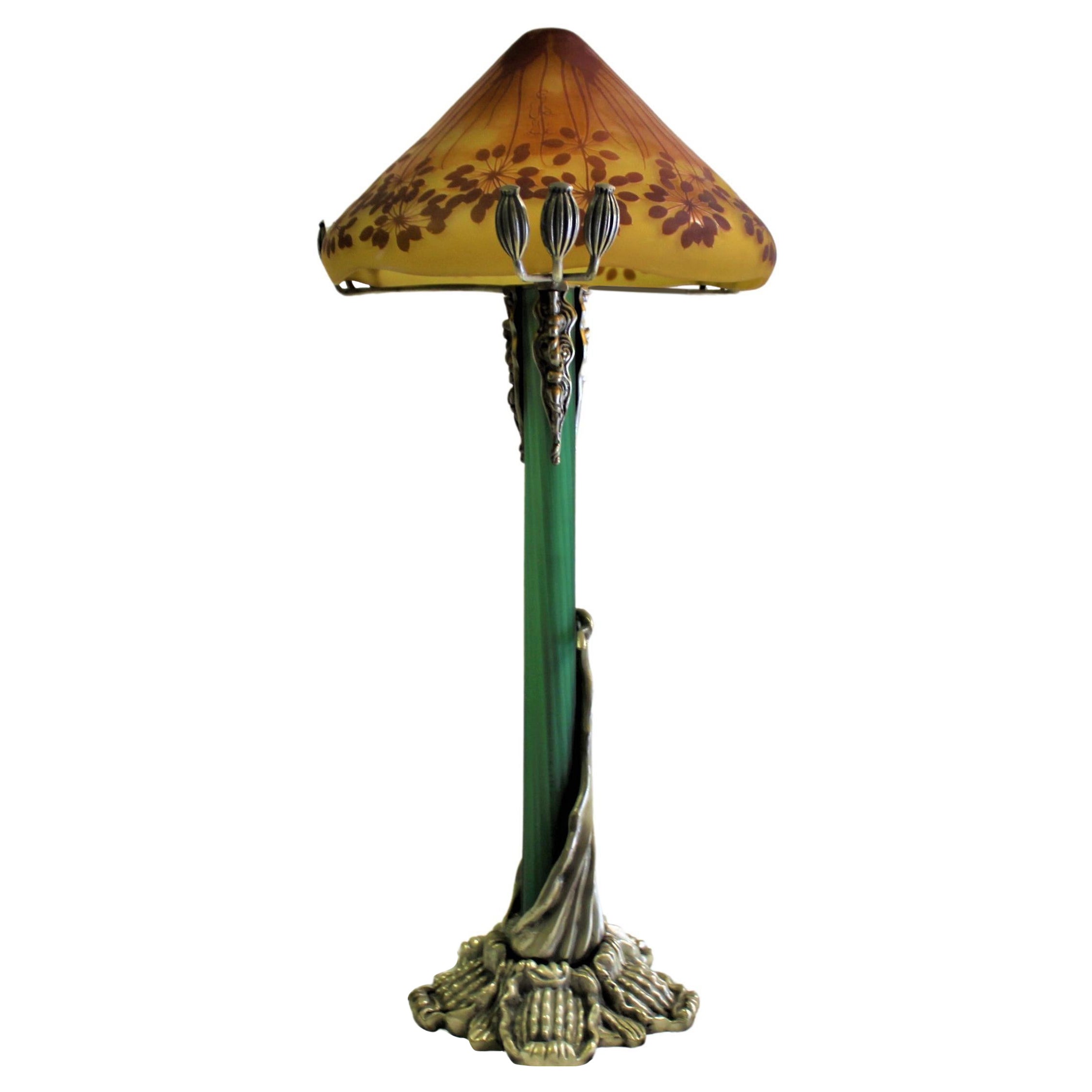 Large Deco Mushroom Lamp, Manner of Galle' For Sale