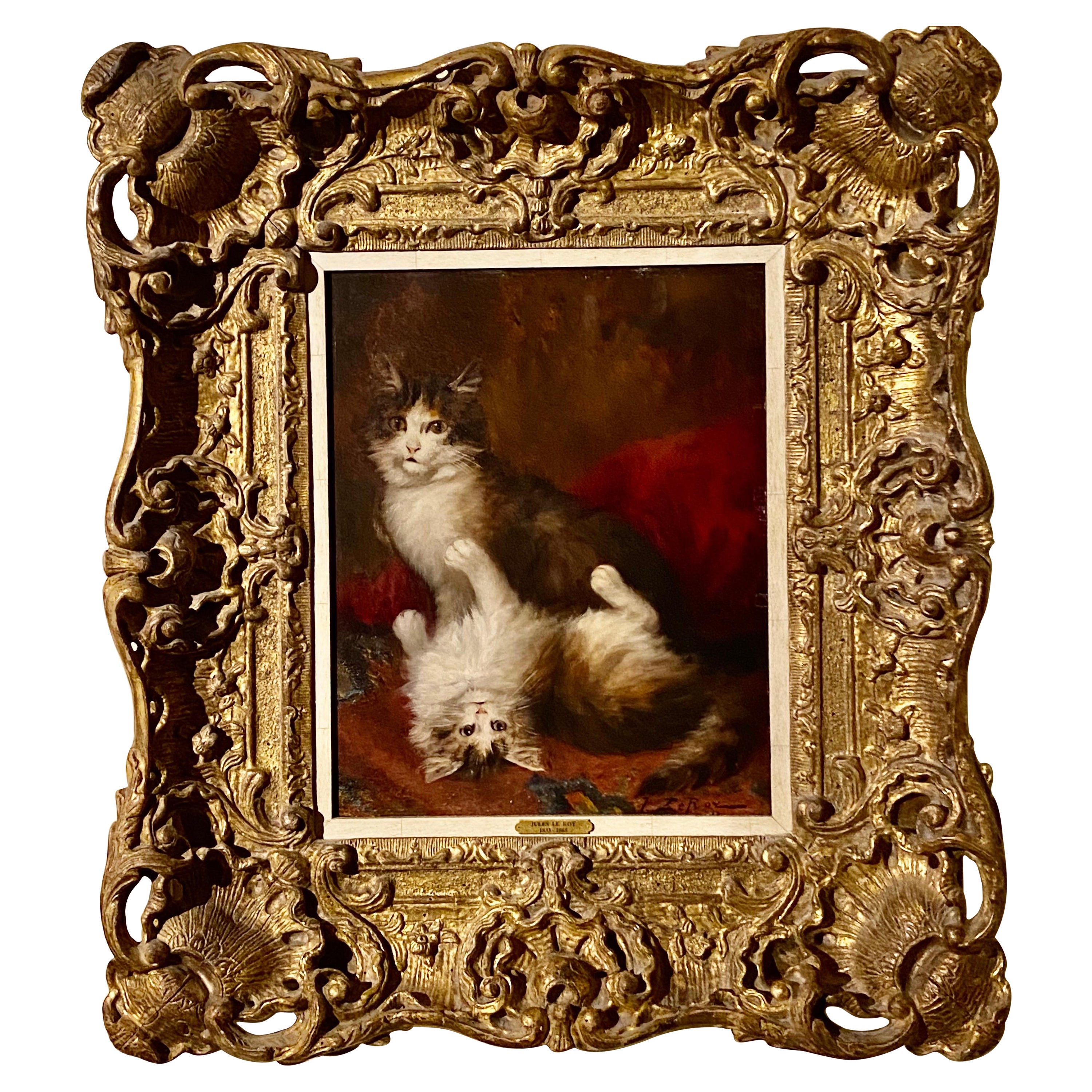 Jules Gustave Le Roy '1856-1921' a Cat Painting