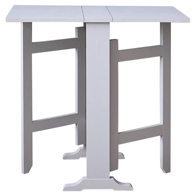 Contemporary Drop Leaf Table in Grey Painted Wood, Belgium 