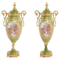 Late 19th Century Pair French Porcelain Urn