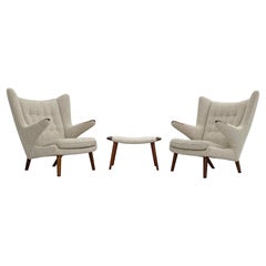 Hans J. Wegner AP19 Papa Bear Chairs and Ottoman for A.P. Stolen