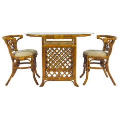 Rattan & Cane Game Table and Chair Set