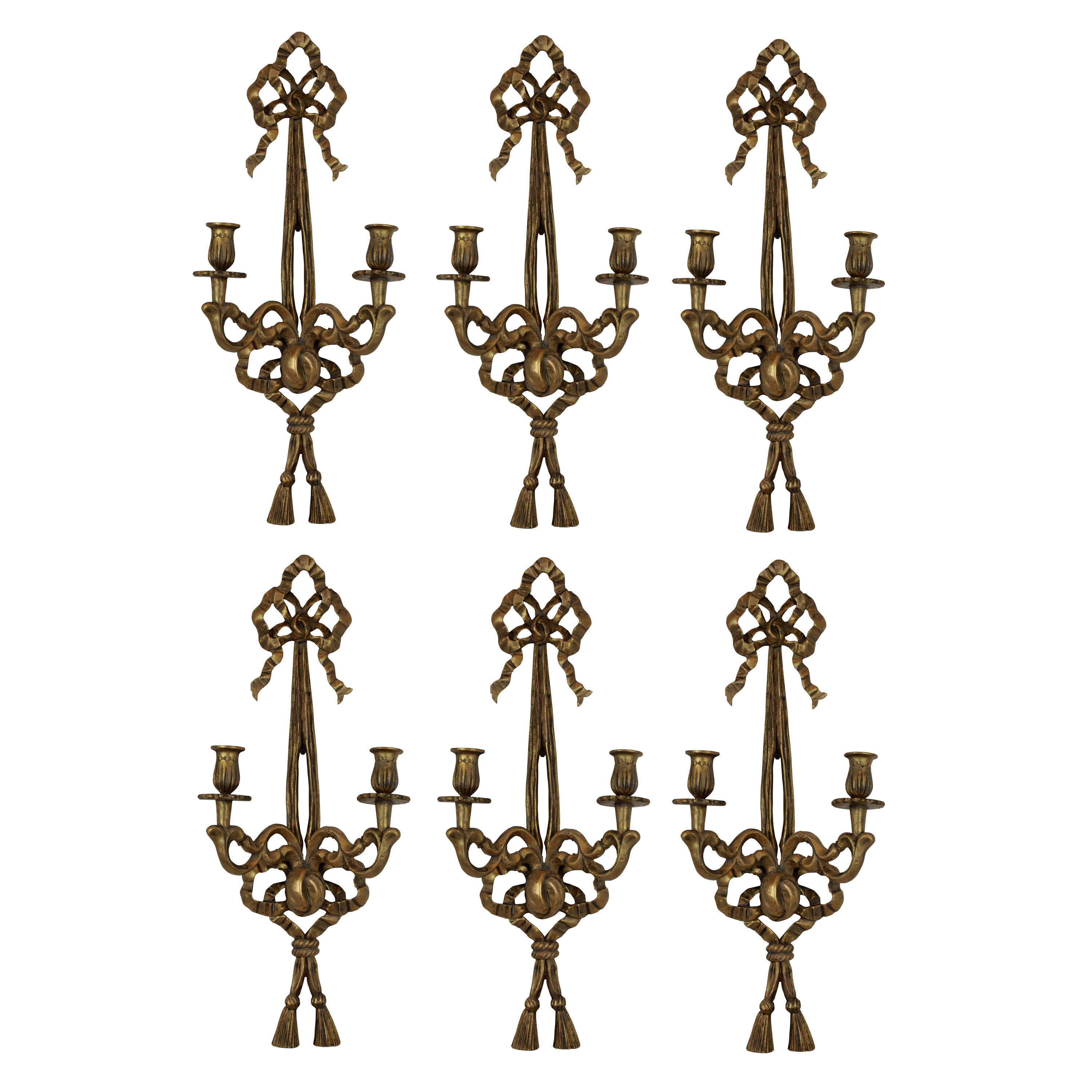 Set of Six French Giltwood Wall Sconces